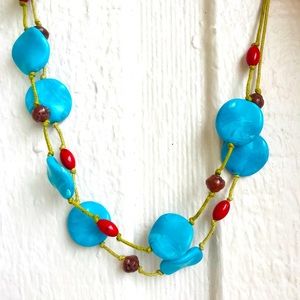 Turquoise and red stone necklace